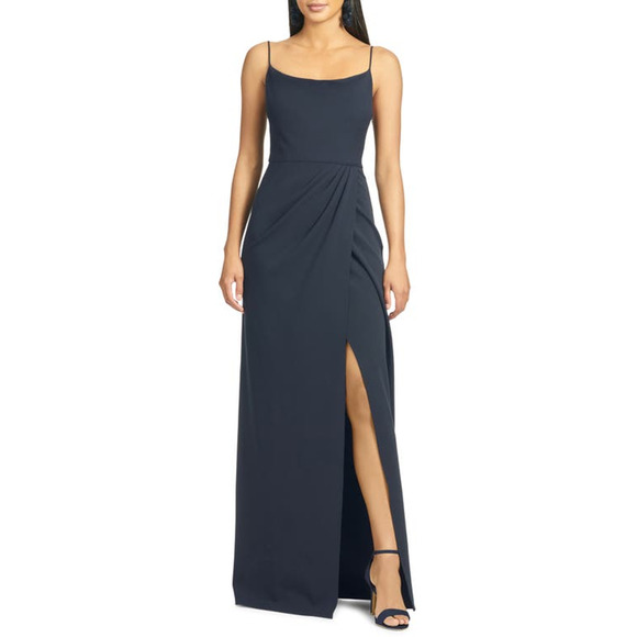 NWT Sachin & Babi Paulina 4-Way Stretch Crepe Gown Cowl Neck Navy Blue Size 6 - Picture 1 of 16